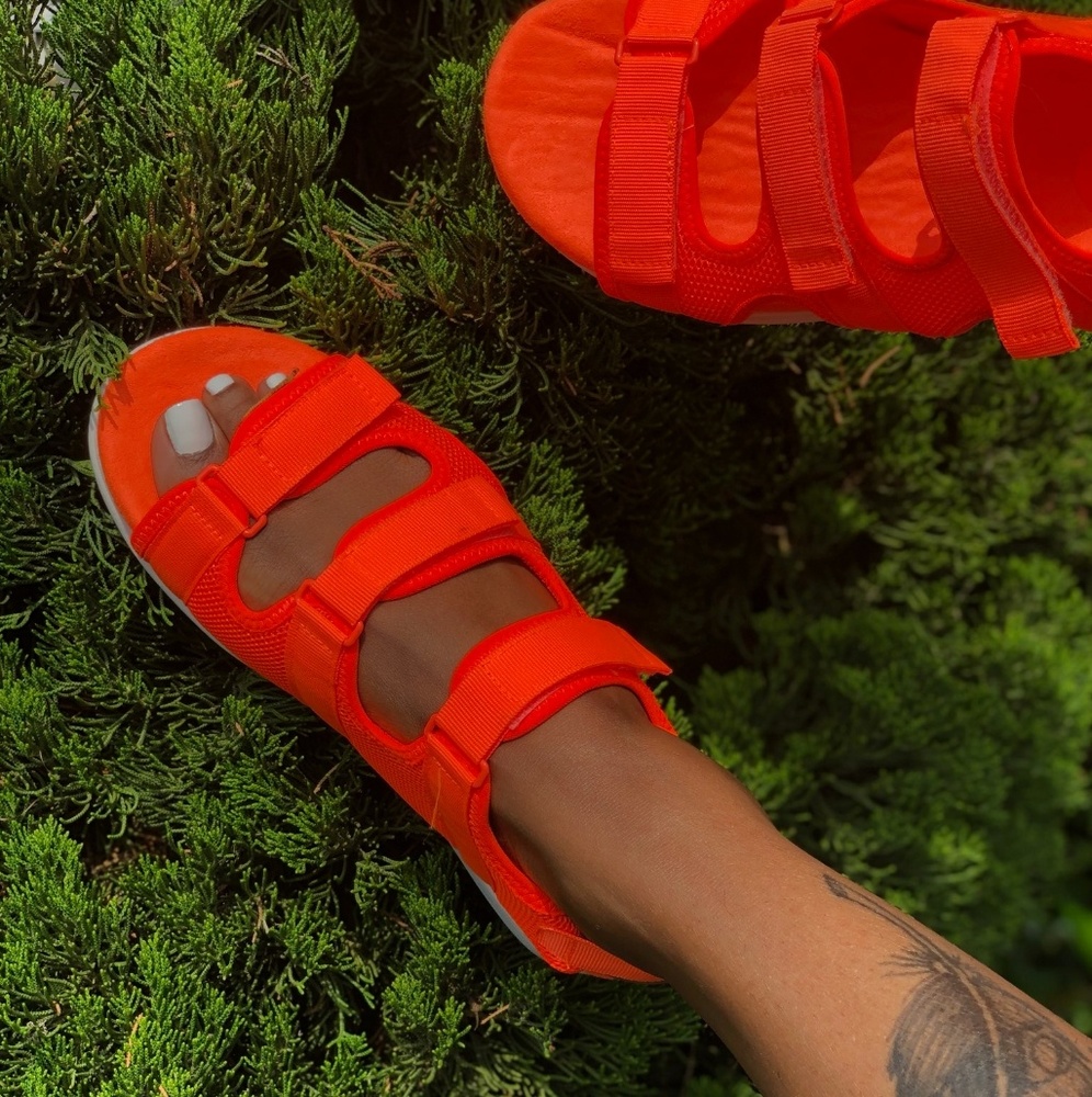 Women's Bright Orange Mesh Sandals - Picture 2 of 3